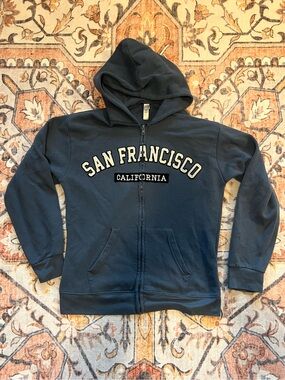 Kids Navy Zip-Up Hoodie with 'San Francisco California' Graphic